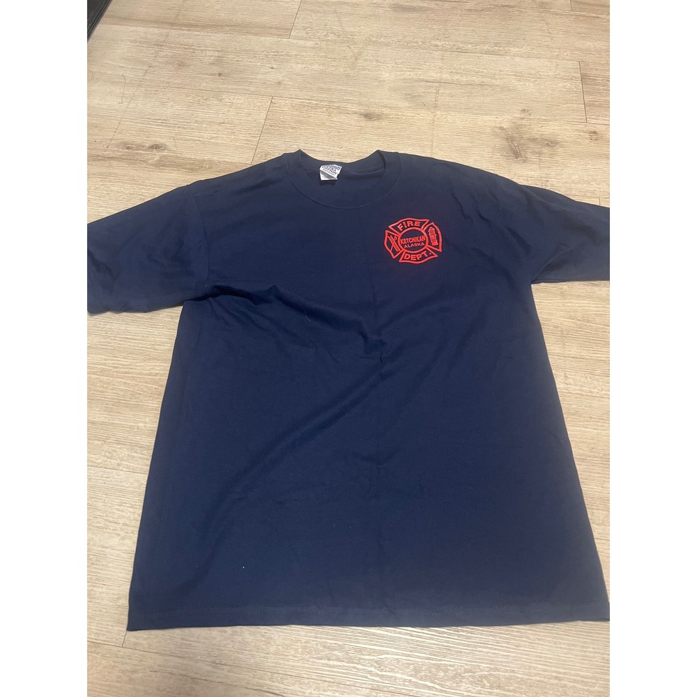 Ketchikan Alaska Fire Department T-Shirt Navy Blue Large L Heavyweight FD